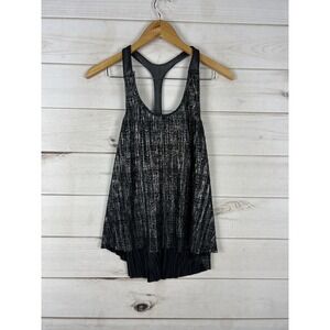 Weavers Tank Top Womens Small Black Metallic Pleated Racerback Bow Party Hi Low